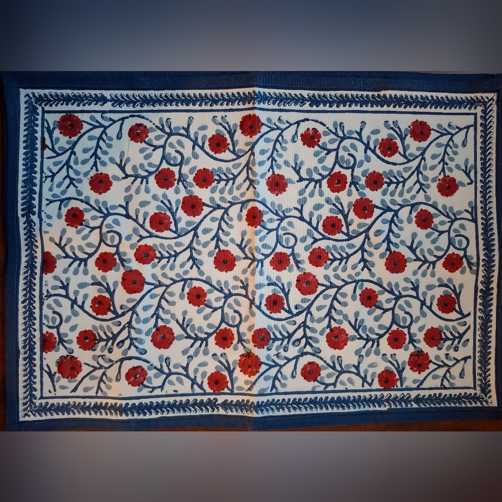 Pomegranate Placemats 3 Available Stephanie Red & Blue Design